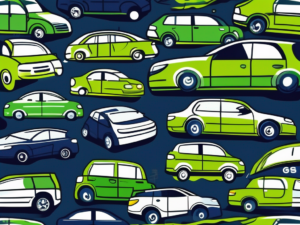 A variety of cars with different warranty tags hanging from their rear-view mirrors