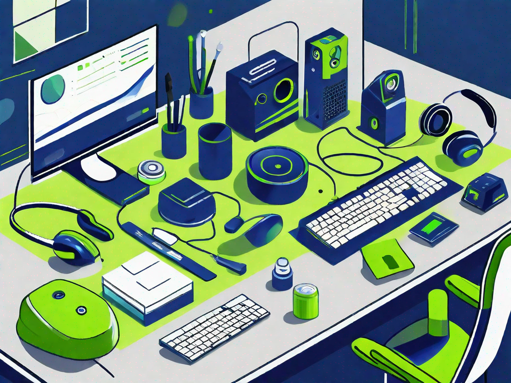 A well-organized workspace with various tools