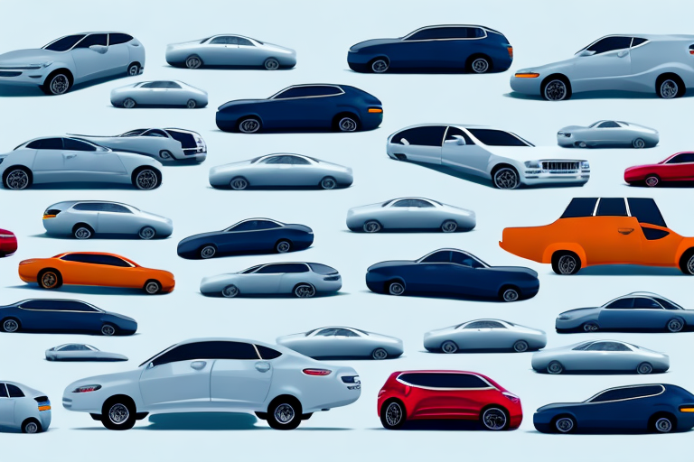 A used car dealership with cars parked in the lot