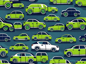 A car dealership with various symbols representing cooperation and partnership