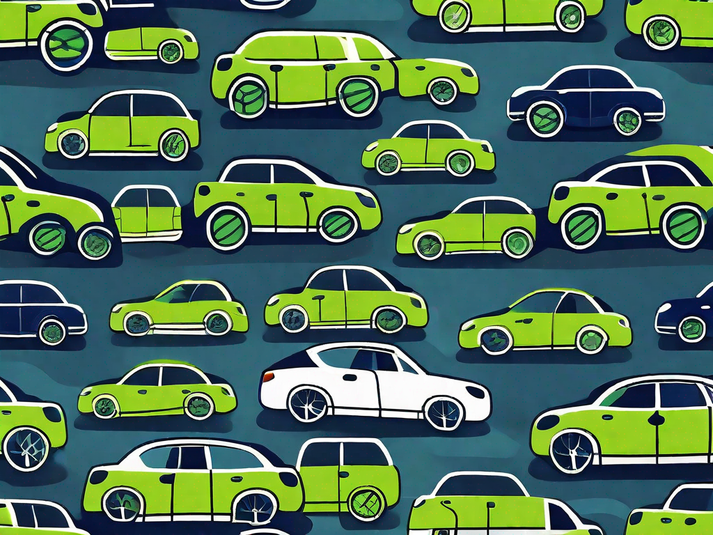 A car dealership with various symbols representing cooperation and partnership