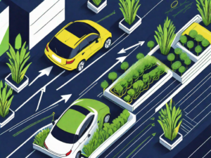 A newly constructed car dealership with various types of cars displayed