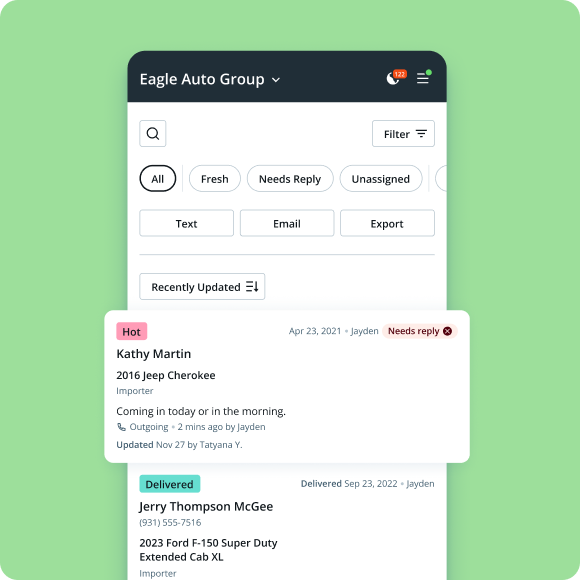 mobile upsheet list green
